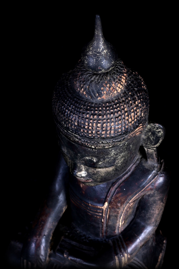 Extremely Rare 18C Wood Burmese Shan Buddha #A046